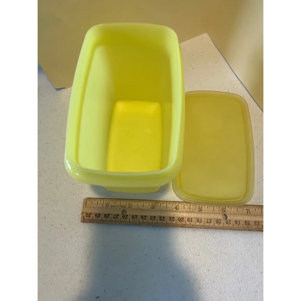 Vintage Tupperware Yellow Rectangular Food Storage Container with Lid 6x3.5x4.5